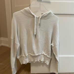 White ribbed cropped hoodie
